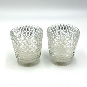 (2) Two‎ Clear Glass Hobnail Votive Tea Light Candle Holders